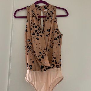 Lush from Nordstrom Leopard Nude and Black Bodysuit Size XS